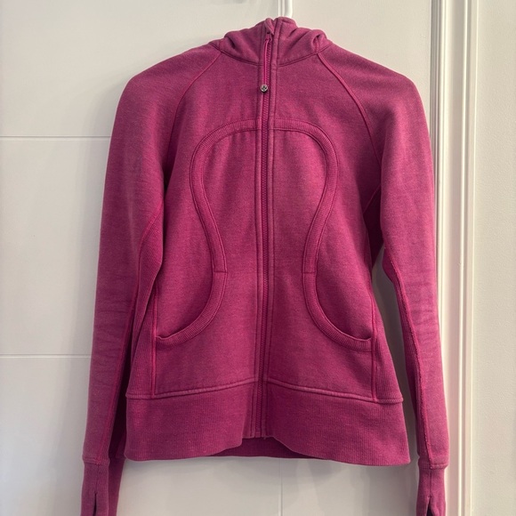 lululemon athletica Tops - Lululemon Scuba Full Zip Hoodie Jacket Fuchsia Pink Size 6 Thumbholes